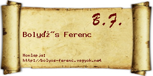 Bolyós Ferenc névjegykártya